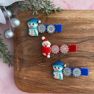 2pc Cute Snowman Winter  Hair Clips For Girls | Party Hair | Head Accessories